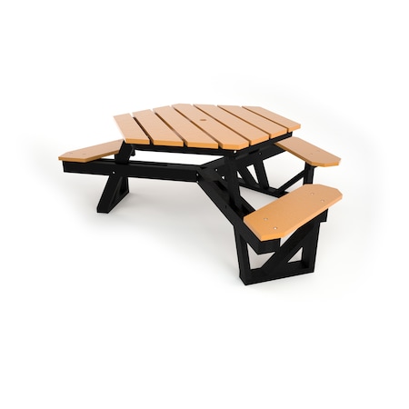 Frog Furnishings Cedar 6' ADA HEX Table with Black Frame PB 6HEXADACED